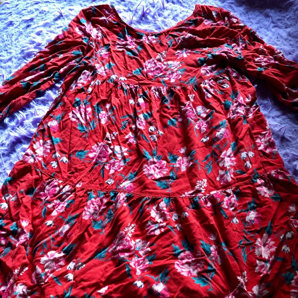Red flower dress !